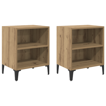 Pack 2 Uds Mesitas De Noche | Mesilla De Noche | Cabinete De Noche Roble 40x30x50 Cm Cfw10322