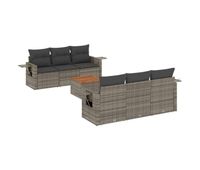 vidaxl set de sofas de jardin 7 piezas con cojines ratan pe gris