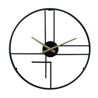 reloj redondo grande de metal negro y dorado d50 cm