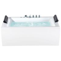 banera de hidromasaje de acrilico sanitario blanco plateado led 172 x 83 cm moderno montego