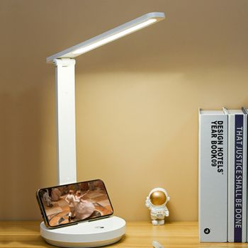 Lámpara LED de Escritorio Recargable 5W con Soporte para Móvil, Control Táctil y 3 Temperaturas de Color