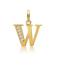 8k colgante letra w de oro con circonita