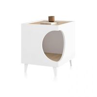 mesita de noche con compartimento para mascotas 50x40 cm homely pets blanco - roble 40 x 49 x 50 cm