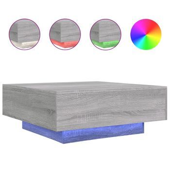 Mesa De Centro Con Luces Led Gris Sonoma 80x80x31 Cm Vidaxl