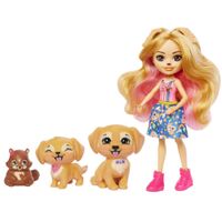 enchantimals gerika con familia perros golden retriever y muneca mattel coleccion city tails