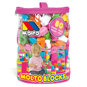 Molto - Bolsa Construccion Molto rosa con 80 piezas (13461)