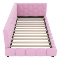sofa cama de terciopelo 90x200cm con led y puerto usb rosa