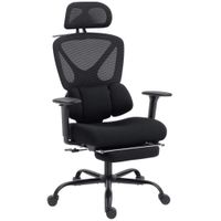 silla de oficina ergonomica homcom soporte lumbar adaptable 73x75x120r128 cm negro