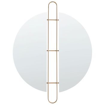 Espejo De Pared Metal Dorado Hierro Ø 52 Cm Pieza Decorativa Glamour Minimalista Attin