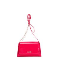 bandolera con solapa efecto charol con detalle de cadena y logotipo charms hot pink taglia unica