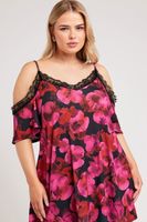 yours london top lencero hombros descubiertos negro de flores mujer curvy y tallas grandes yours london