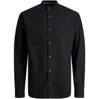 jack  jones camisa manga larga 12248385 jjesummer band linen blend shirt ls sn black para hombre