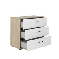 comoda de 3 cajones l81 cm - erwan - blanco y madera