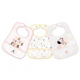 Set de baberos de rizo y EVA con recogemigas 3 uds Arty Rosa