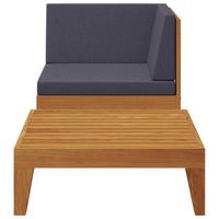 muebles de jardin 2 uds  mesa y sillas con cojines madera maciza de acacia