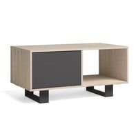 mesa de centro con puertas salon comedor modelo wind color estructura roble color puertas gris antracita medidas 92x50x45cm de altura