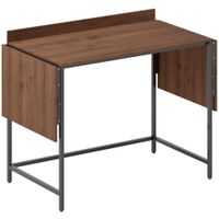 homcom escritorio plegable mesa de ordenador 2 solapas plegables para 2 pantallas para habitacion espacios pequenos 170 x 58 x 78 cm nogal