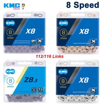 Cadena KMC de 8 Velocidades para Bicicleta de Montaña, 116 Eslabones, 8S, para Bicicleta de Carretera, Cadenas de Bicicleta de Montaña 8V con Power Link, Piezas de Ciclismo