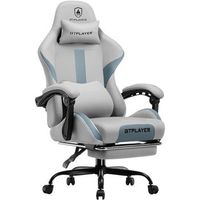 silla gaming gtplayer de tela transpirable ergonomica con reposapies y altura ajustable gris