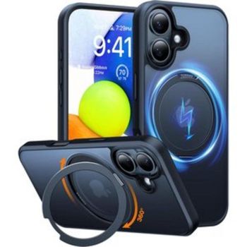 Funda para móvil Torras Ostand Pro rígida antihuella negra con anilla para iPhone 16