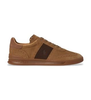 Polo Ralph Lauren para hombre. 809P15728001 Zapatillas Heritage Aera de ante marrón (42), Piel, Plano, Cordones, Casual