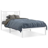 cama para adulto  cama individual  estructura de cama de metal con cabecero blanco 107x203 cm