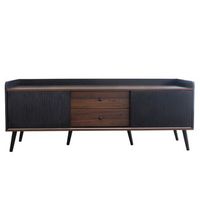 mueble para tv 160 cm con puertas correderas y almacenaje mesa de tv negro y madera tablero e1