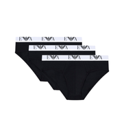 emporio armani para hombre em000258af14131 set de 3 slips algodon elastico negro m homewear