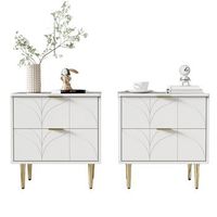 juego de 2 mesitas de noche con 2 cajones - decoradas con motivos florales - blanco