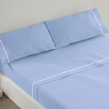 Juego De Sábanas 100% Algodón 120 X 190/200 Cm - Azul - Burrito Blanco