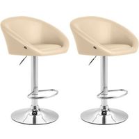 set 2x taburete de bar miami en polipiel simil cuero crema 51x55x86 cm clp