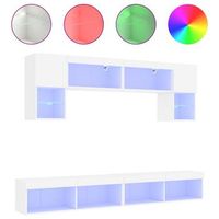 muebles de tv de pared con led 6 pzas madera ingenieria blanco vidaxl
