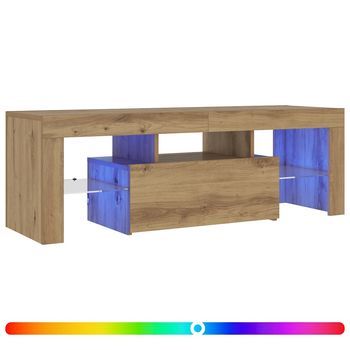 Mueble De Tv | Mueble De Salón | Gabinete De Tv Luces Led Madera Roble Artisan 120x36,5x40 Cm
