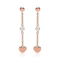 pendientes de plata 925 banados en oro rosa corazones perlas