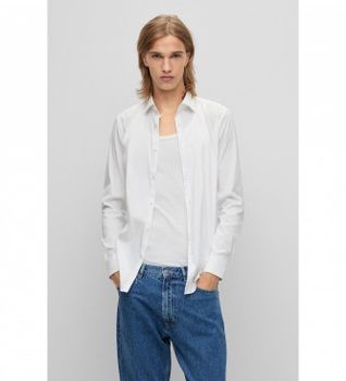 HUGO para hombre. 50484023 Camisa Kenno blanco (39), Casual, Algodón, Manga larga