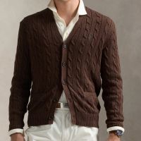 polo ralph lauren cotton cable knit cardigan - l