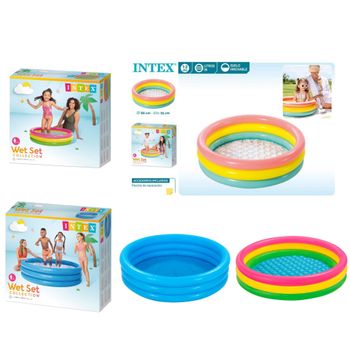 Intex piscina hinchable 3 aros piscina para ñiños muticlor y azul surtidos de modelo a elegir  86cm,114cm,147cm ,168cm Piscina tricolor redonda para bebes, niños y adultos gran calidad oficial