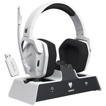 Auriculares inalámbricos para juegos NUBWO G06 Pro con estación de carga para auriculares y controlador PS5, controladores dinámicos de 50 mm de baja latencia de 17 ms