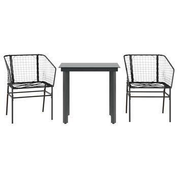 Muebles De Jardín 3 Uds Ratán Sintético Vidrio Negro Cfw125179