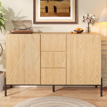 Aparador - Mueble Para Salón Y Comedor - Mdf - Natural (115.5x40x76cm)