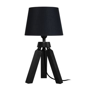 Lámpara de mesa madera noir pantalla tela negro
