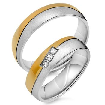 Alianzas 8 quilates oro amarillo-blanco 3 diamantes