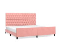 estructura de cama con cabecero de terciopelo rosa 200x200 cm diseno de botones