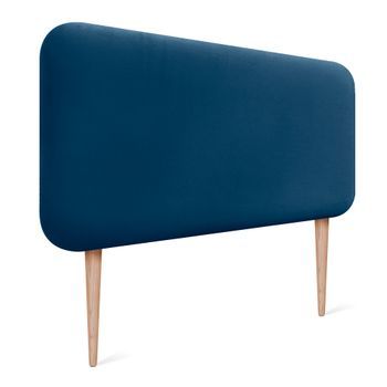 Dhome Cabecero Tapizado En Terciopelo Liso Con Patas Redondeado Para Pared Acústicos Cabeceros Absorbentes Cabezal Cama Dormitorio (azul, 110cm)