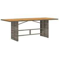 mesa de jardin  mesa de exterior superficie de madera ratan pe gris 190x80x74 cm