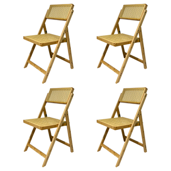 Pack 4 Sillas Plegables Cannage Natural Fabricadas En Madera 40,5x43x83cm Eme Mobiliario