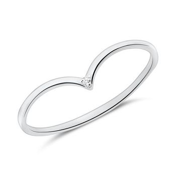 Anillo de mujer en oro blanco 14 quilates con diamante