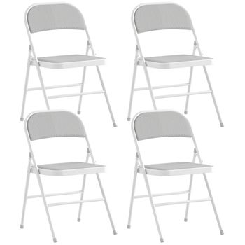 HOMCOM Lote de 4 sillas plegables sillas de comedor portátiles estructura en acero 45 x 46 x 78 cm blanco   Aosom España