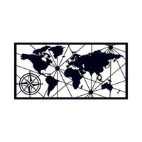 decoracion pared de metal mapamundi small 2 negro 80x40 cm