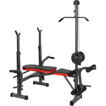 Banco Musculación,banco De Pesas Con Altura Ajustable,banco Abdominales Plegable,banco De Entrenamiento Con Entrenador De Polea Alta Soporte Para Barra Y Curl De Brazos Y Piernas